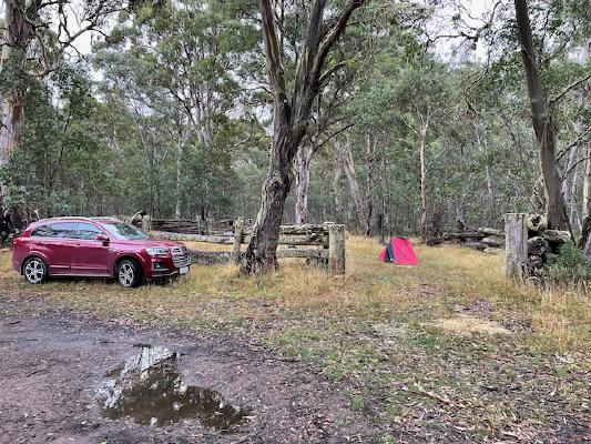 Campsite in some horse stableyards at the start of the track to Mt Tambortitha